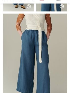 Linenfox Brenna Wide-Leg Linen-Blend Pants in Stellar Blue